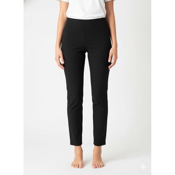 NWT Eileen Fisher High-Waist Slim Pant in Black Washable Stretch Crepe XL - Picture 1 of 6